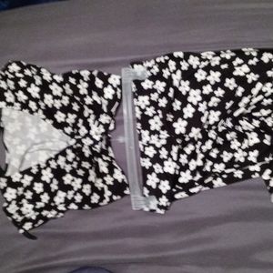 2 piece black and white shirt and skirt
